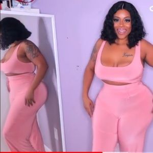 Two piece pink plus size set
